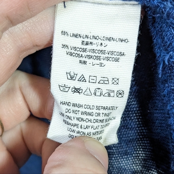 Free People Affogato Hacci Tunic Top Long Sleeve 0Tie Midnight Denim Blue Size S - Picture 11 of 13